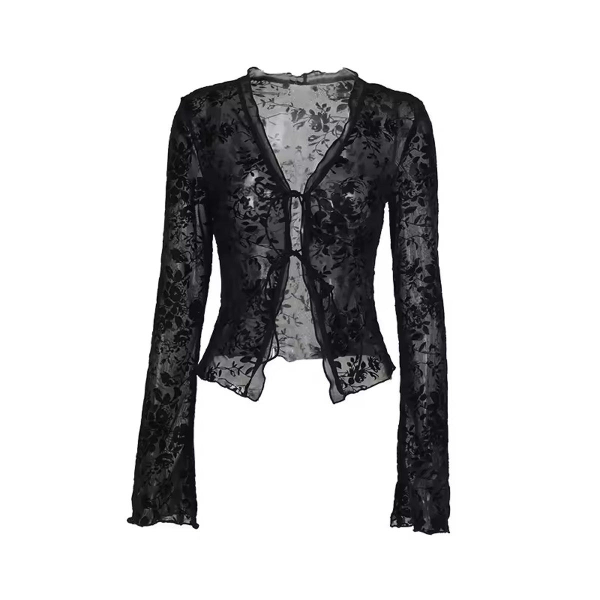 Gina - Blusa de encaje transparente