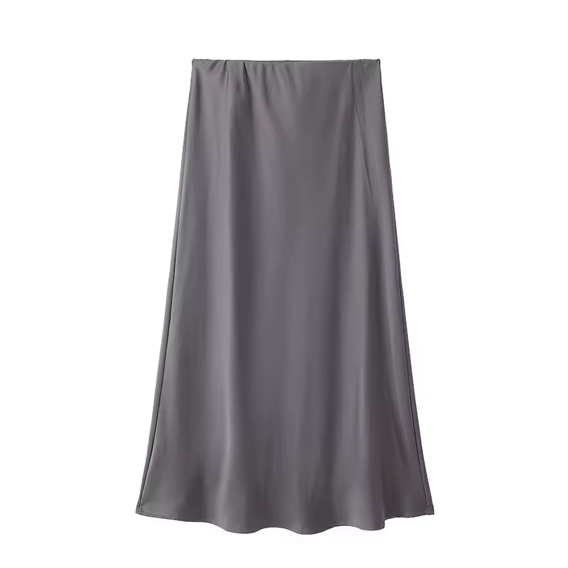 Olivia - Falda midi satinada