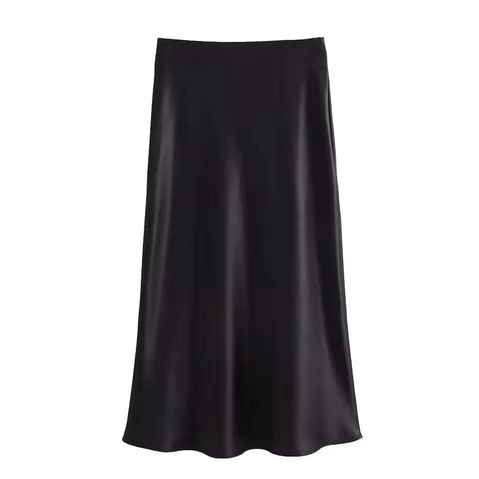 Olivia - Falda midi satinada