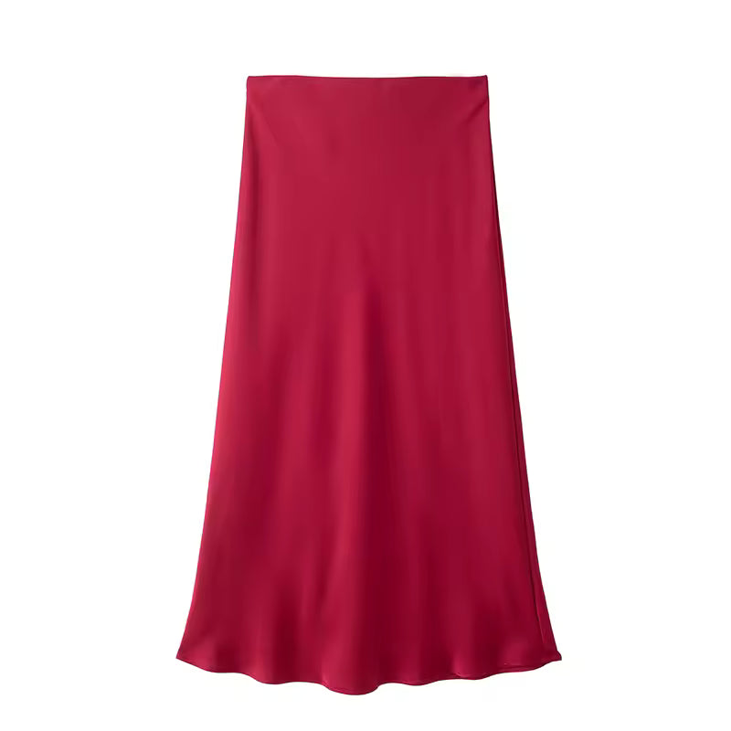 Olivia - Falda midi satinada