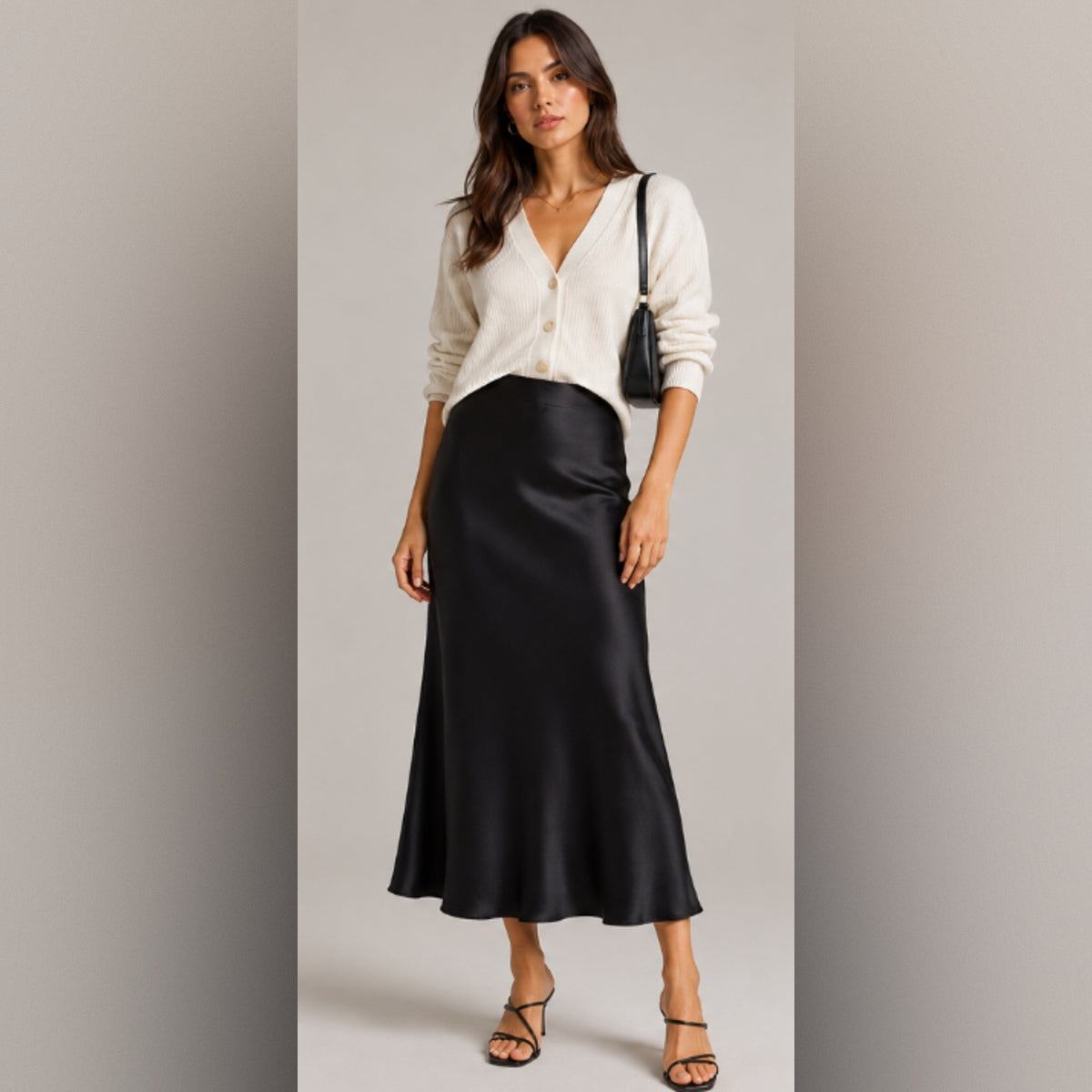 Olivia - Falda midi satinada