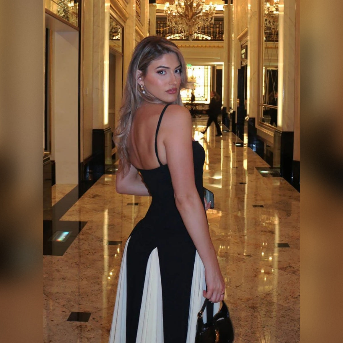 Melisa - Vestido blanco y negro